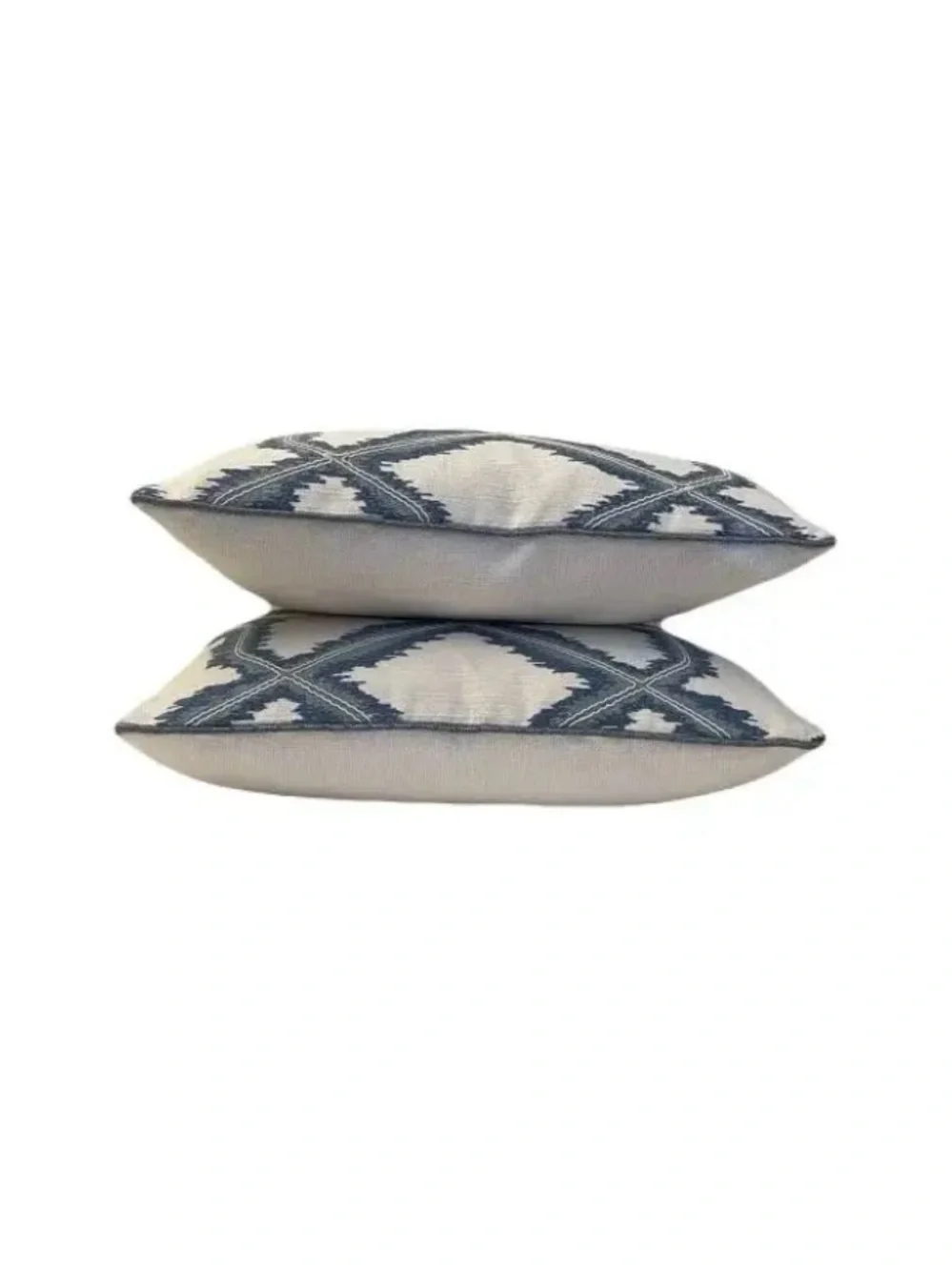Cowtan &Tout Trellis Lattice Embroidery Fabric “Micro/Blue” Feather Down pillows
